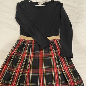 Girls Black Tartan Plaid Dress